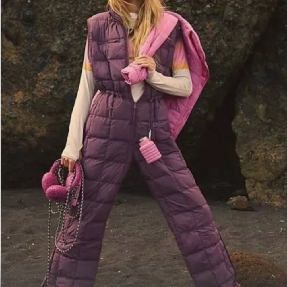 Free People Pippa Packable Puffer Suit Size large purple